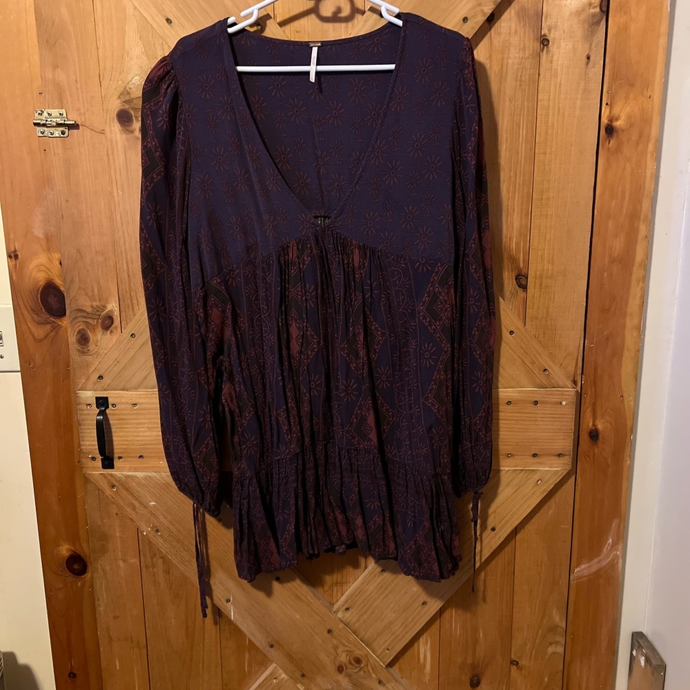 Bohemian Purple Long-Sleeve Dress